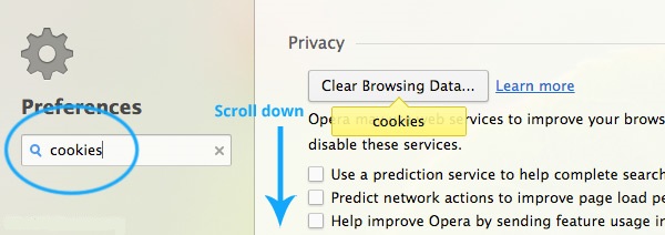 Type cookies into the search box