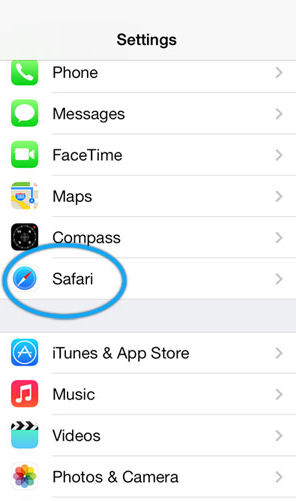 Screenshot showing the safari menu option